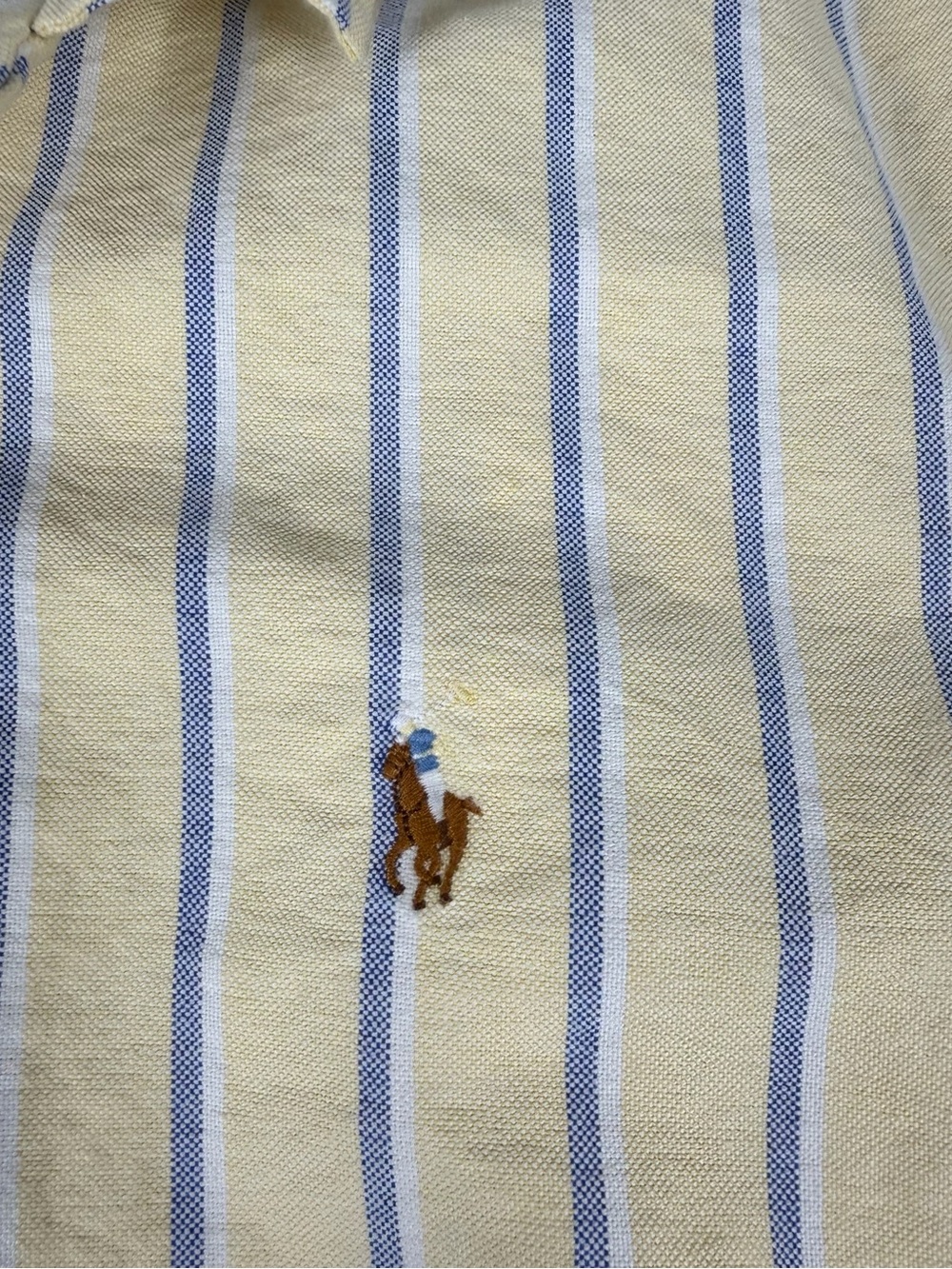 Polo Ralph Lauren Oxford Camp Shirt Boys Youth Large (14-16) Yellow Striped Pony - Picture 9 of 10